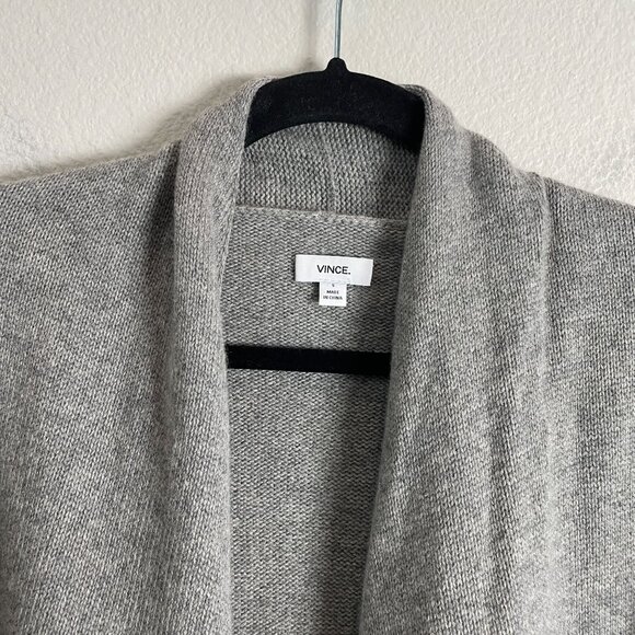 Vince Womens Small Gray Open Front Waterfall Cardigan Wool Cashmere Sweater - Picture 8 of 10